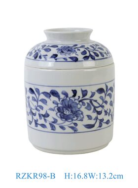 景德镇陶瓷青花红绿彩牡丹花叶纹抽纸罐组合桌面餐巾收纳瓷罐摆件