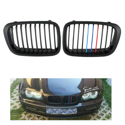 适用宝马老3系中网改装E46四门BMW黑色M版格栅前脸98-01年 - 图2