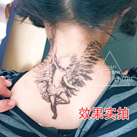 Neck Neck Fallen Angel Wings Tattoo Stickers Waterproof Men And Women Personality Dark Flower Arm Lasting