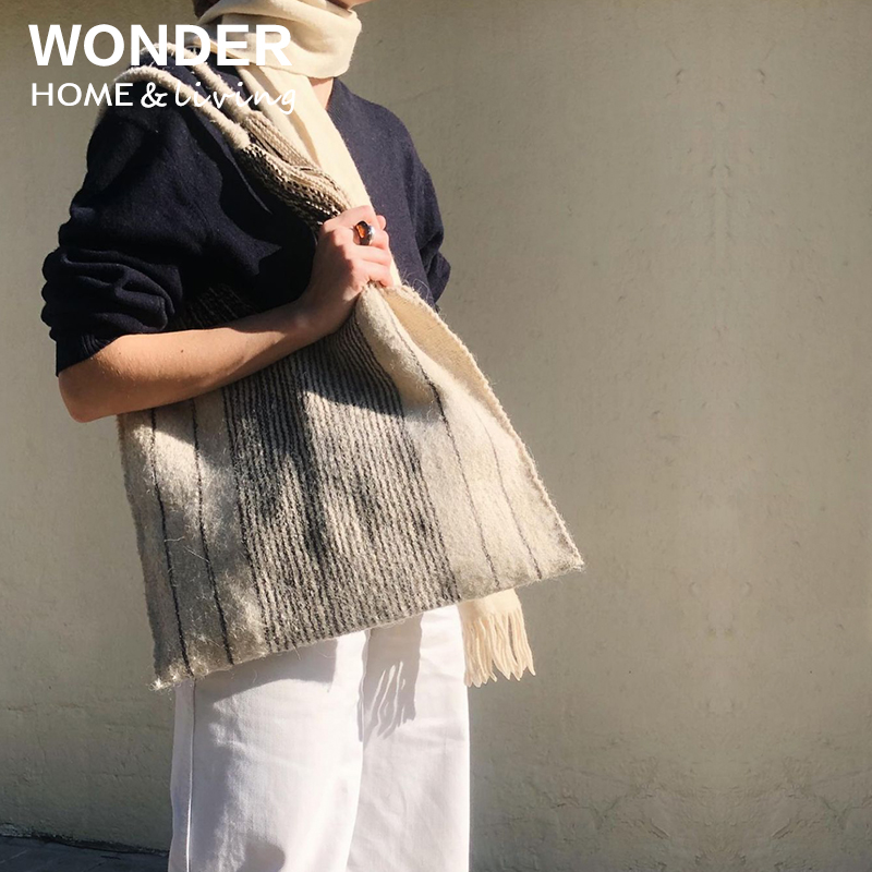 墨西哥进口纯羊毛包Wool Handmadebags条纹手工编织女士吊床包袋 - 图0