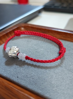 新款足银999纯银生肖马本命年红手链3D硬银2026属马礼物手工手绳