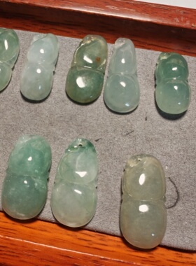 福禄吊坠玉项链单面葫芦飘花翡翠A货男女款福瓜送人父母儿童礼物