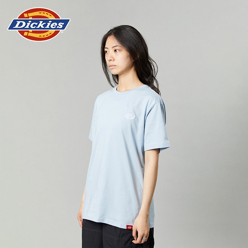 Dickies24春夏新品小logo徽章 舒适圆领纯棉内搭短袖T恤 男女情侣 - 图1