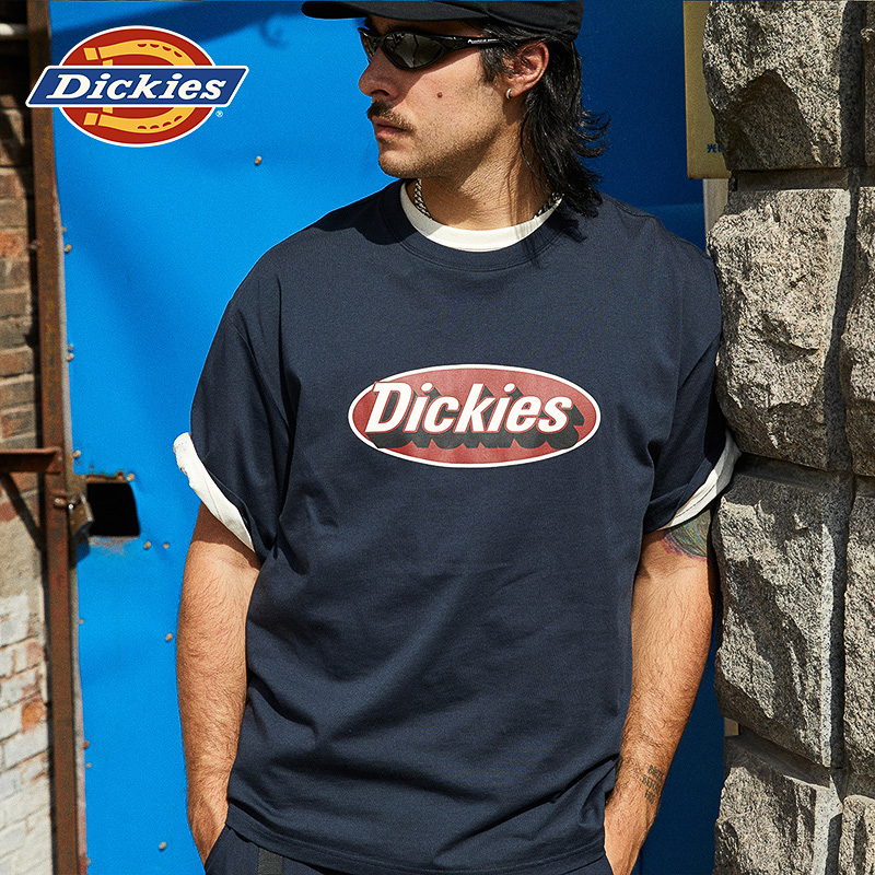 Dickies24春夏新品前胸3D logo字母印花 宽松圆领短袖T恤 男款 - 图1
