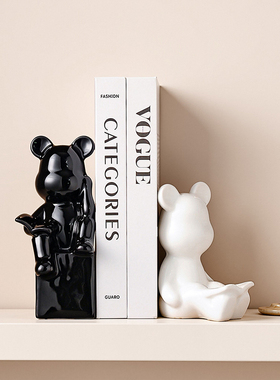 跨境抽象暴力熊书挡板陶瓷摆件办公室玄关柜咖啡厅展示架装饰书立