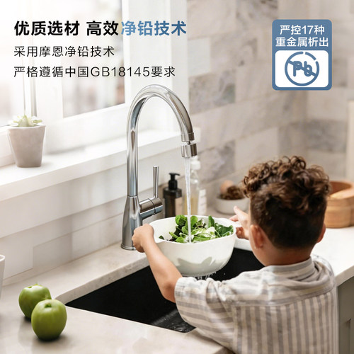 摩恩厨房龙头冷热水龙头高抛单把手旋转水槽洗菜盆厨盆龙头02230 - 图2
