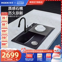 (Add to surprise) Morne Kitchen Black Sink Granite Rock Trough Large Single Trough Bar for Home Sink Wash