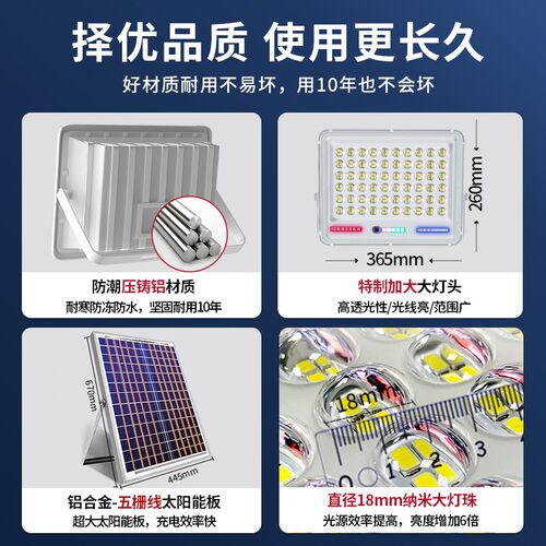 新款太阳能户外庭院灯一拖二1000W超亮大功率家用室内照明路灯 - 图0