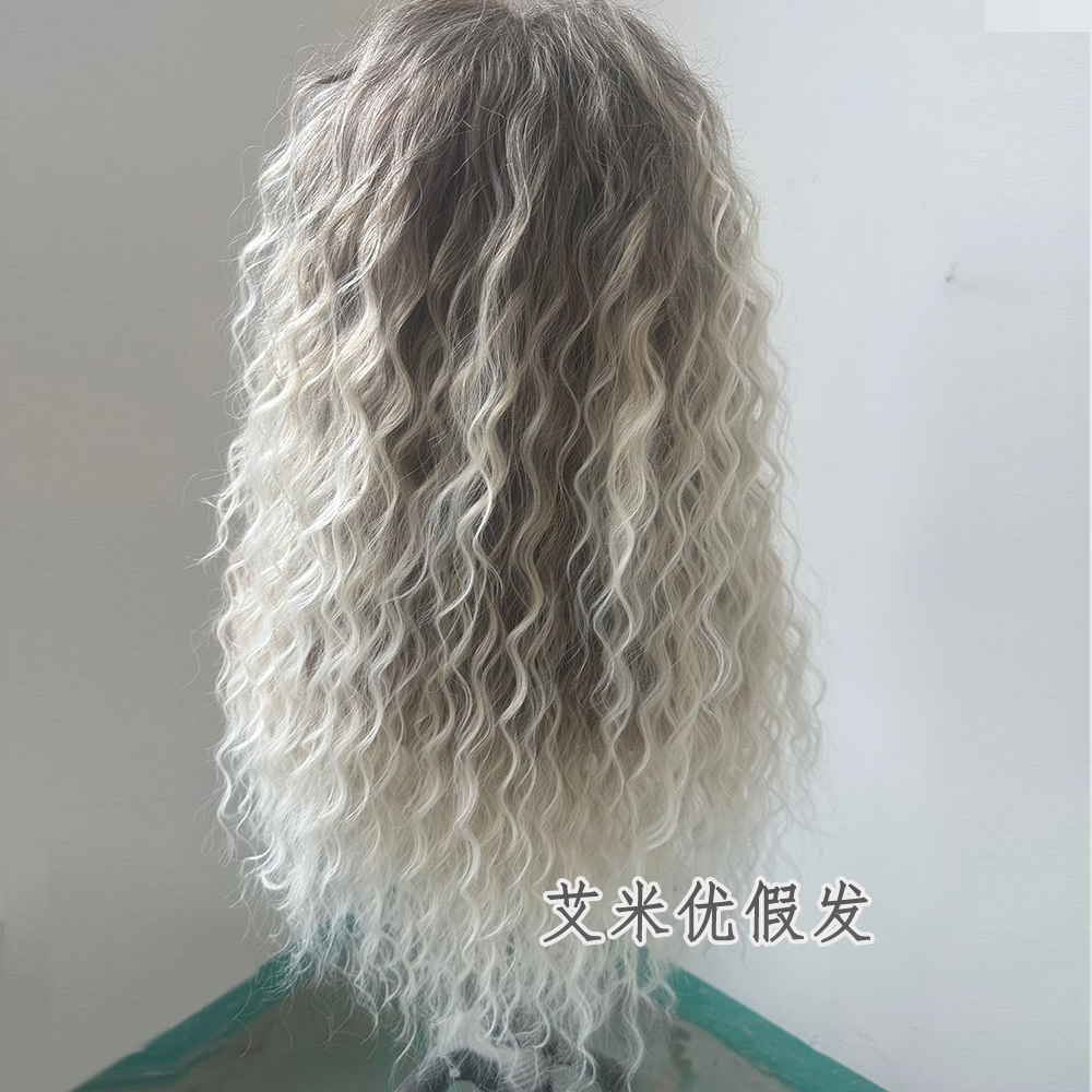 拉美卷假发发套渐变棕色美式风水波纹卷发Kinky Curl Hair Wigs-图3