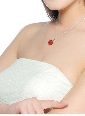 红玛瑙本命年运转珠祖母绿玛瑙吊坠玉髓项链女项坠纯银饰品