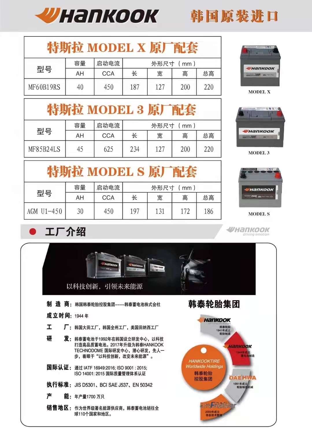 特斯拉原厂配套Hankook40AH Model X/Model3/Model Y12V低压电瓶 - 图2