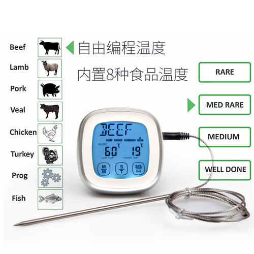 商用报警烤箱温度计烘焙厨房水温表油温  电子食物液体食品测温仪 - 图1