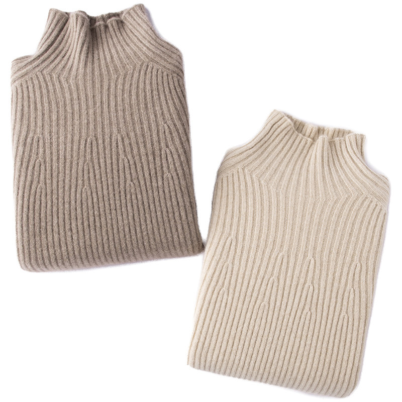 人手一件！无D百搭，高端系列 坑条高领纯羊绒衫女加厚毛衣女多色,淘宝优惠券,粉丝福利购,淘宝优惠卷