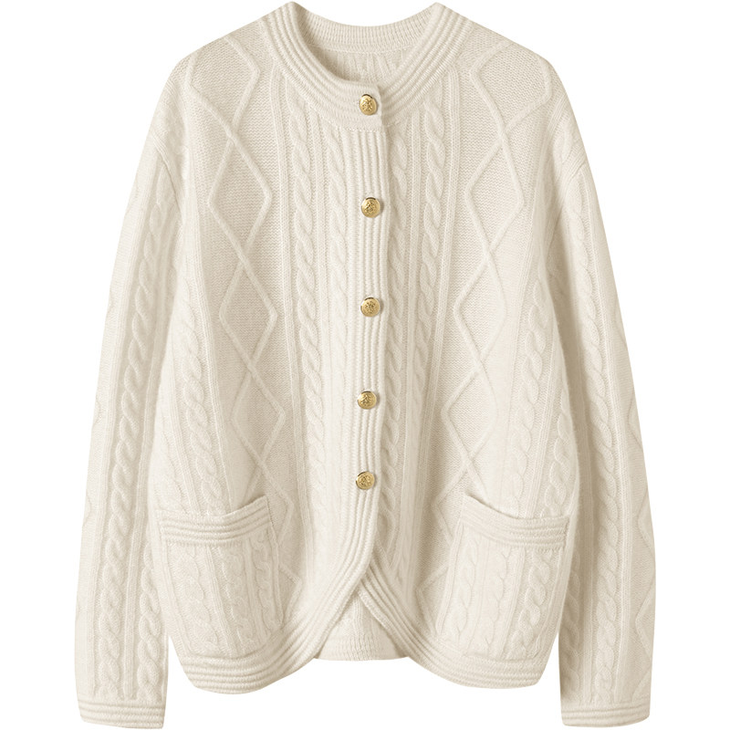 优雅不需过多点缀~高级慵懒风纯山羊绒毛衣外套女小香风针织开衫,淘宝优惠券,粉丝福利购,淘宝优惠卷