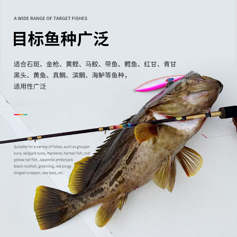 伊酷达GT-fisher彩虹慢摇实心铁板竿近海船钓深海海钓大物彩虹SIC-图2