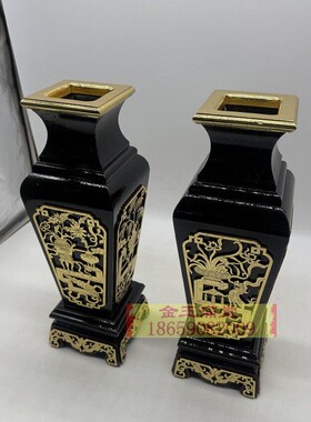 花瓶实木黑色安金宴王香案摆设