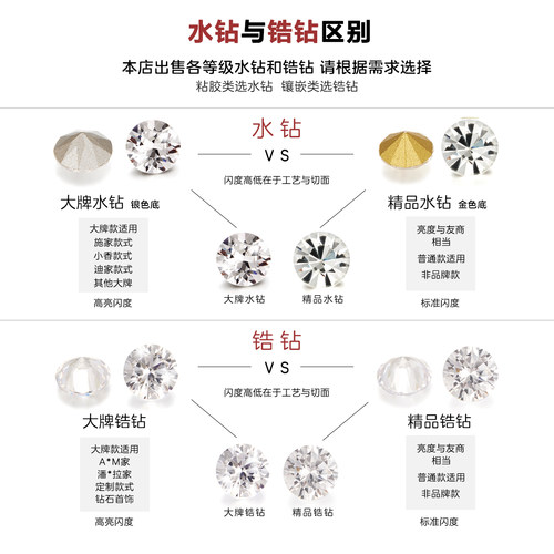 补钻小碎钻锆石配件小钻石颗粒钻石裸石碎钻粒首饰DIY配钻尖底钻 - 图2
