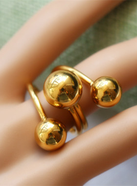 幸运珠镀18k开口可调节手工戒指