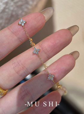 四叶草通体s925银爆闪手链