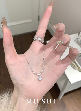 闪耀水滴S925纯银项链女超闪