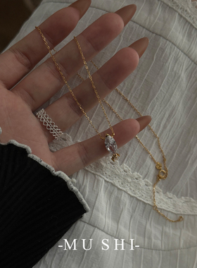 马眼石项链女s925纯银爆闪轻奢