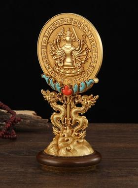 纯铜慧宝准提镜佛母摆件