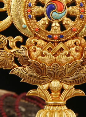 慧宝摆件组合纯铜佛前法轮