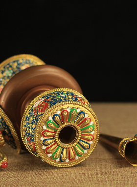 密宗尼泊尔大小号彩绘纯铜净水瓶