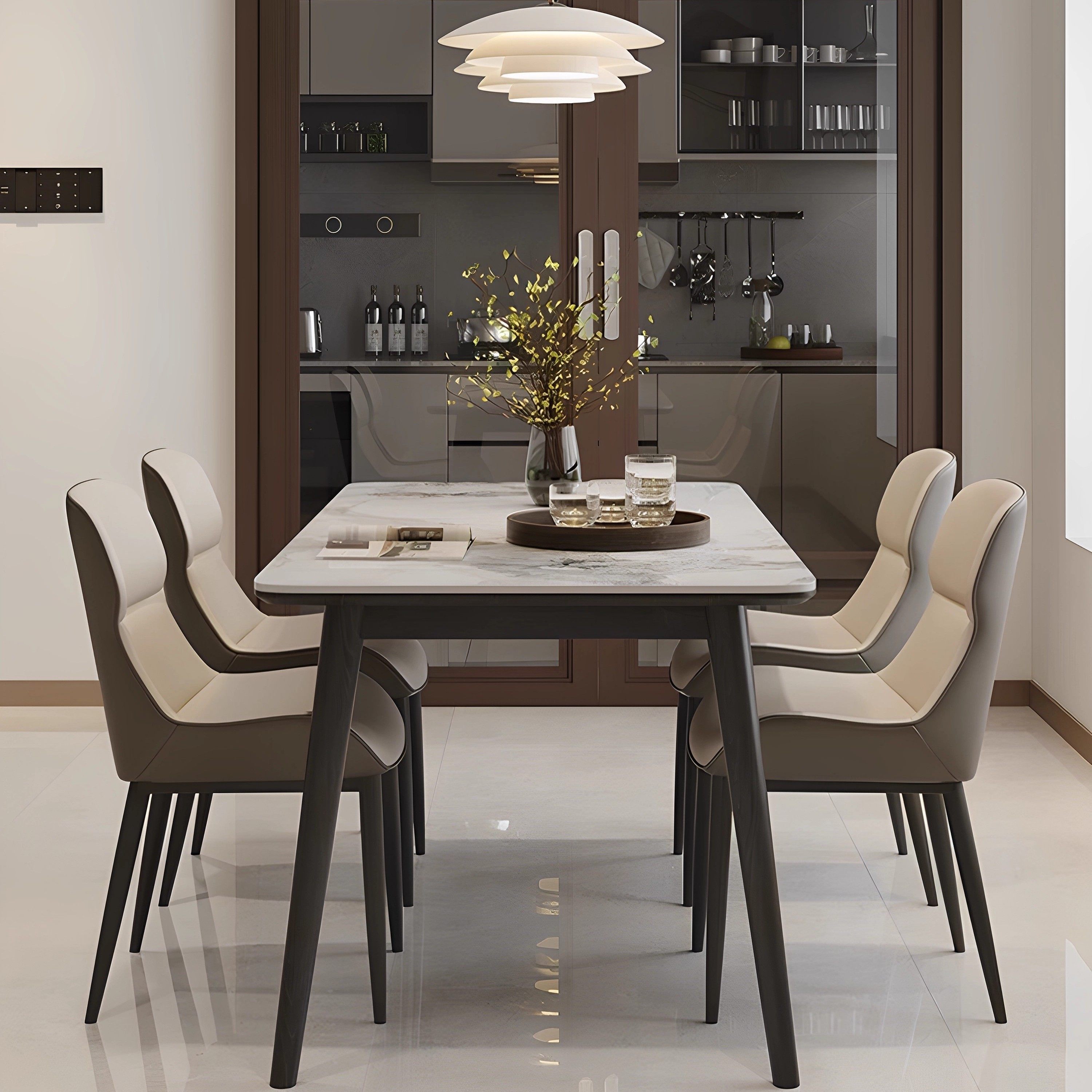 轻奢岩板餐桌椅组合现代意式极简家用小户型长方形大理石吃饭桌子,淘宝优惠券,粉丝福利购,淘宝优惠卷