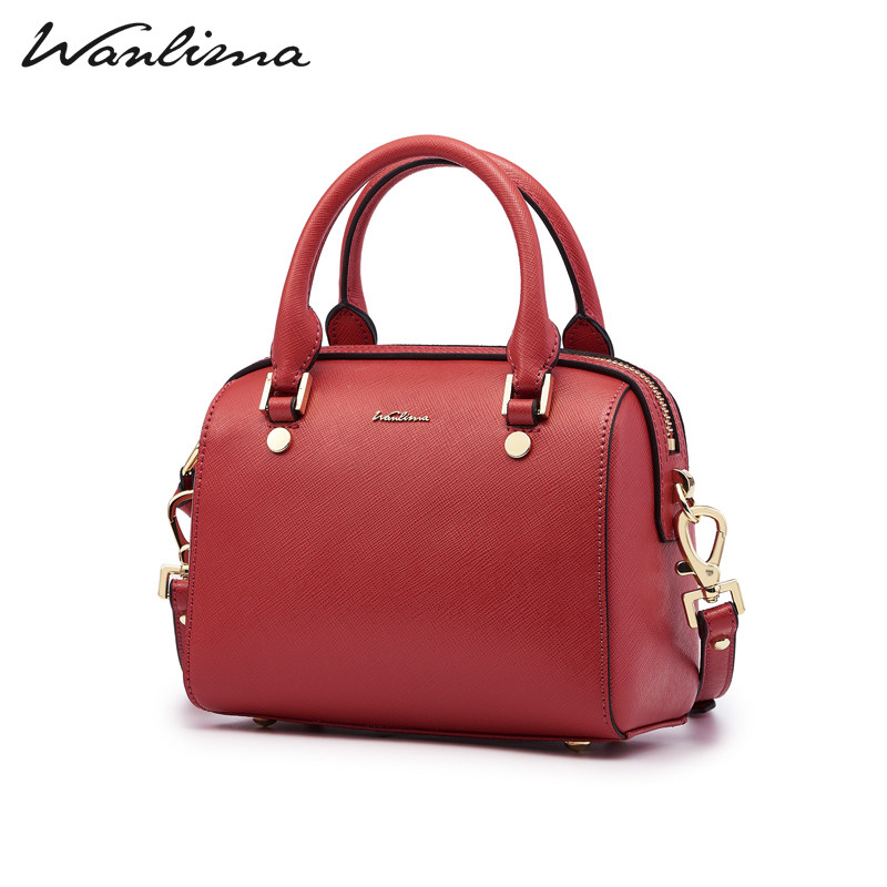 万里马2020新款红色单肩女新娘包包 万里马女士包袋