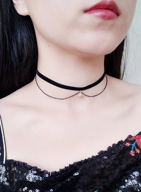 alice星星吊坠双层少女黑色丝绒