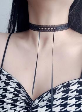 黑色蕾丝绑带蝴蝶结不掉色choker