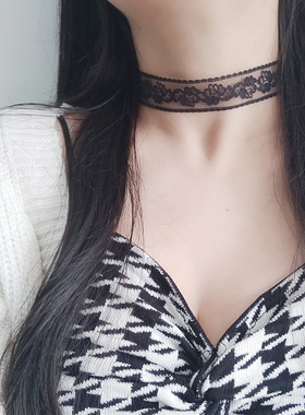 新品超仙白色蕾丝玫瑰花锁骨链