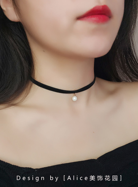 黑色丝绒百搭女脖子饰品choker