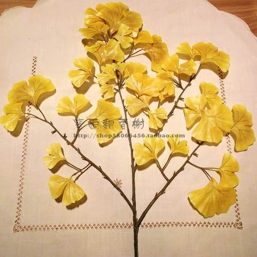 高档仿真树叶绑树银杏叶子 仿真银杏叶枫叶装饰红枫叶假银杏叶子 - 图0