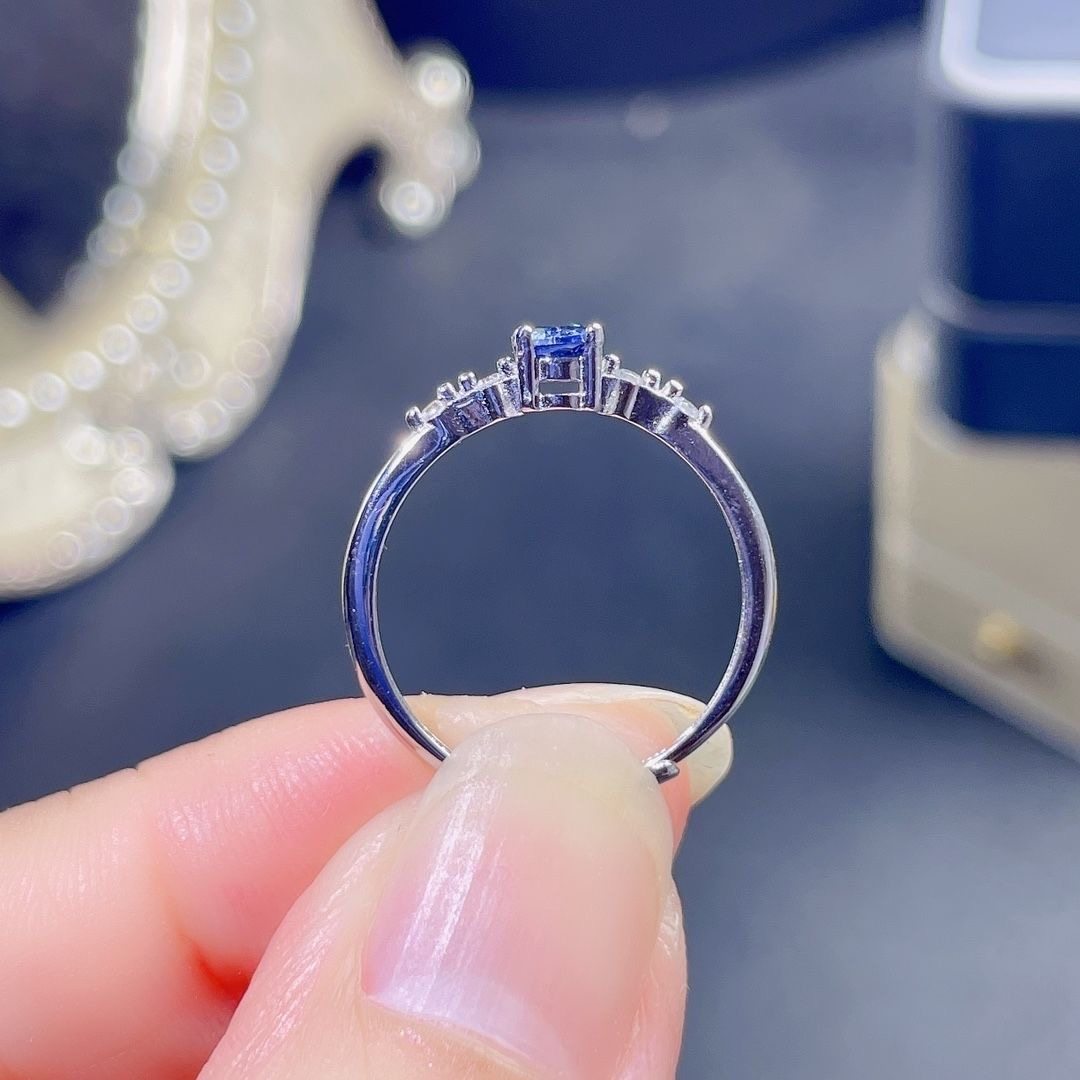 皇家蓝天然蓝宝石戒指女士活口戒子指环银镶大小可调节精致小而美,淘宝优惠券,粉丝福利购,淘宝优惠卷