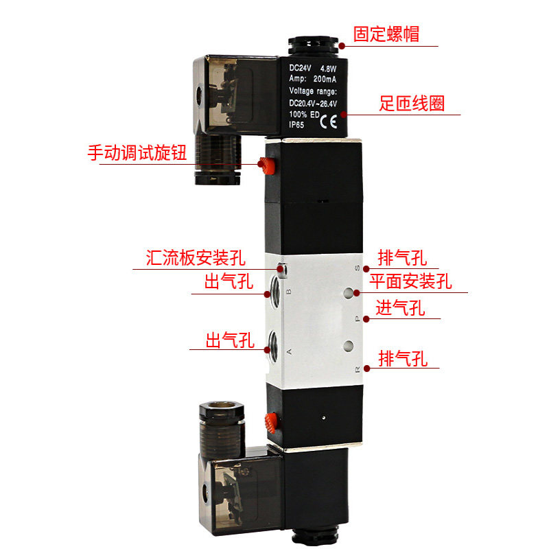 AKS艾克斯电磁阀4V230C-08气动控制阀开关24V电子阀220V三位五通,淘宝优惠券,粉丝福利购,淘宝优惠卷