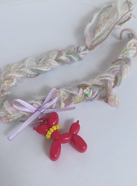 25元包邮朵拉手作小众手混线毛线项链可爱日系气球狗温柔风少女心