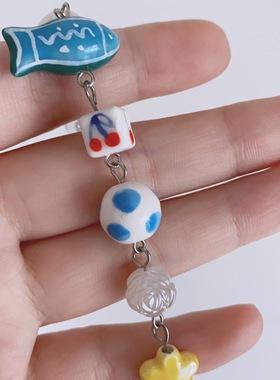 甜美可爱串珠陶瓷小鱼手链