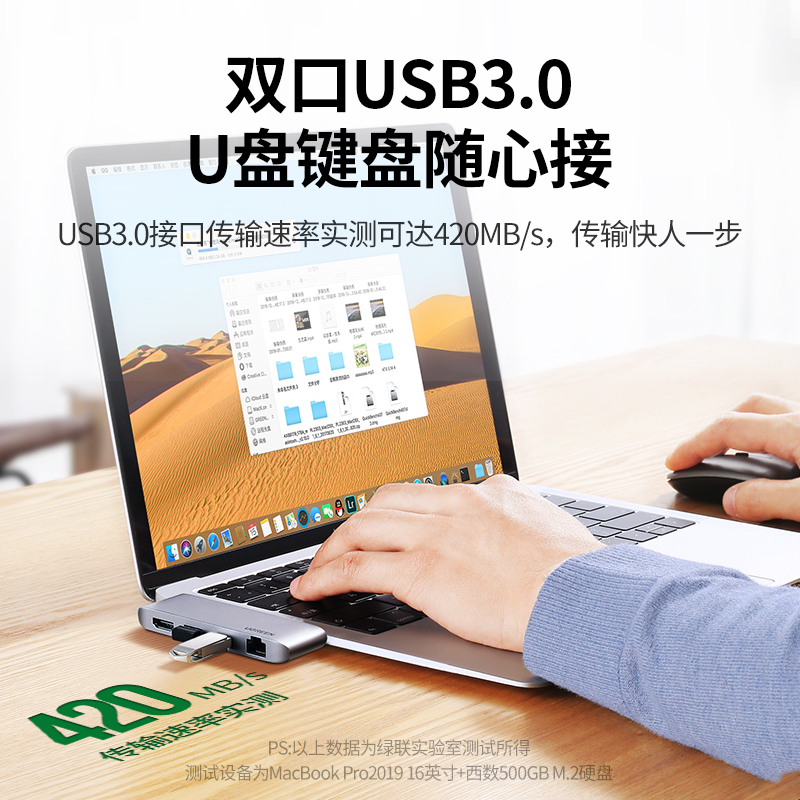 绿联拓展坞扩展USB分线器hub集线器扩展雷电3HDMI投屏网线转换器转接头电脑配件适用Typec接口笔记本电脑平板 - 图0