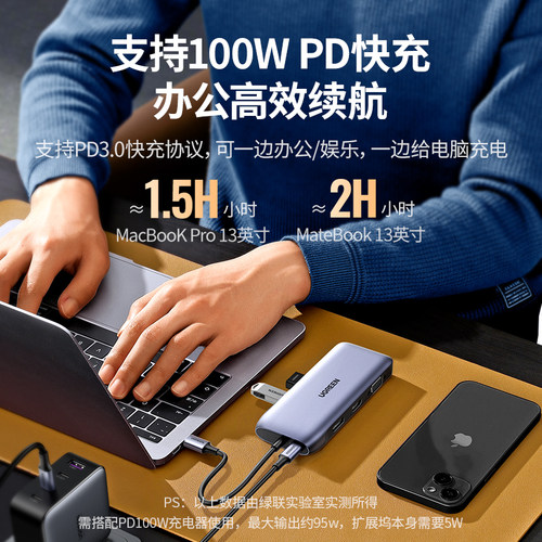 绿联typec扩展坞转hdmi转换DP投屏显示器4k60hz多屏异显拓展usb分线器多接口转接头适用4雷电3笔记本电脑配件 - 图3