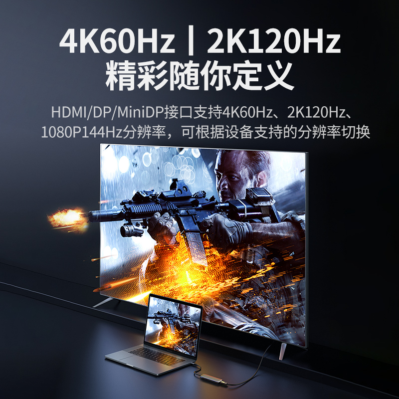 绿联typec转hdmi转换miniDP投屏扩展坞4k60hz显示器拓展usb分线器转接头多接口雷电3配件适用笔记本电脑 - 图1