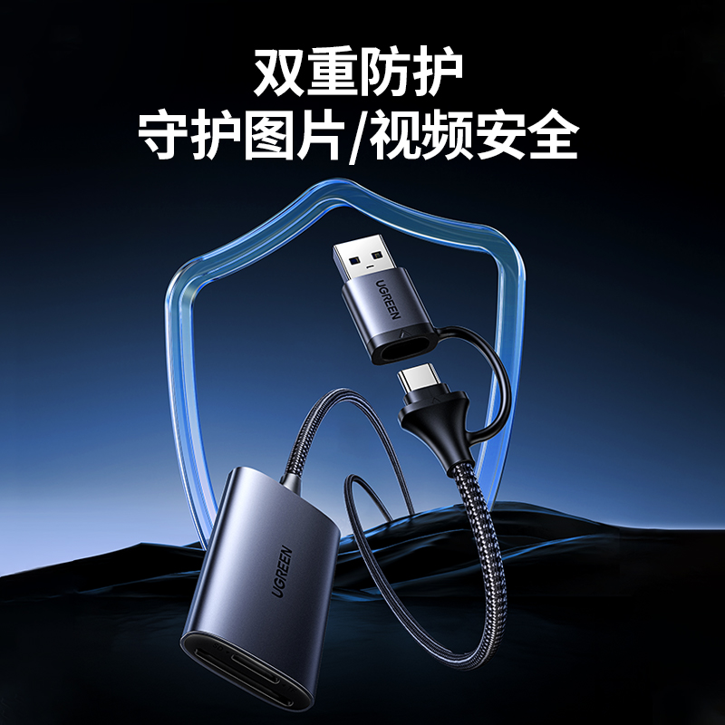 绿联usb3.0读卡器二合一多功能tf/sd卡4.0内存储存卡适用于苹果15typec手机平板高速读otg转换器u盘直传ipad - 图3