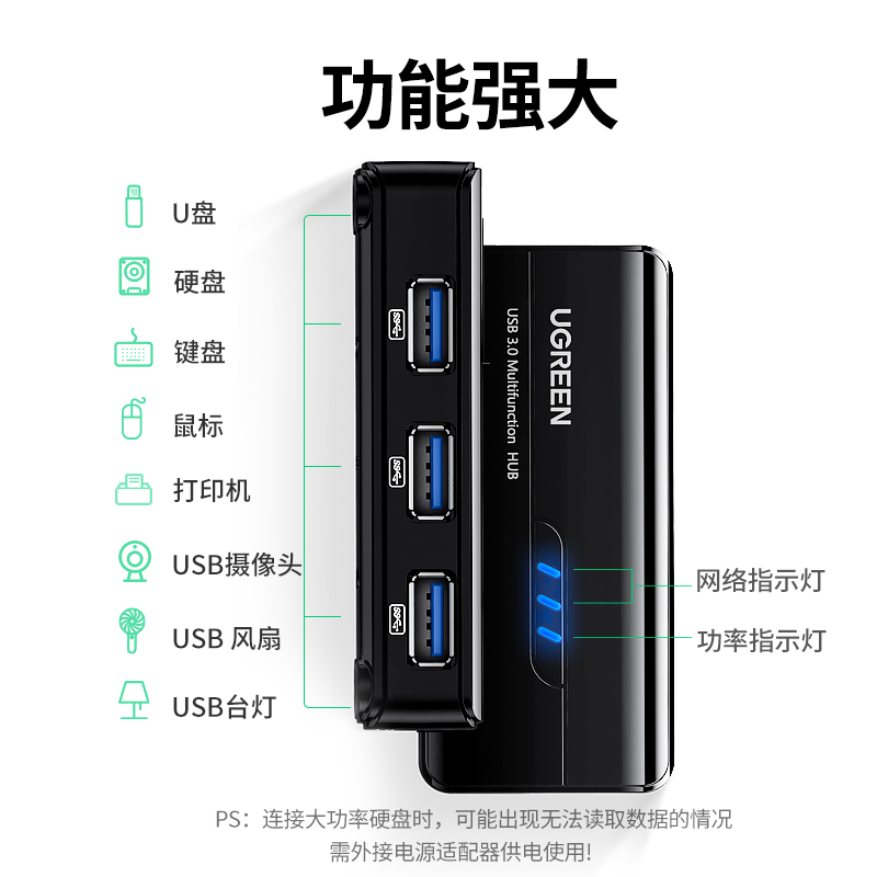 绿联网线转接口转换器usb3.0千兆宽带转rj45有线网卡拓展坞接头台式机电脑网络转接适用于笔记本OTG手机平板 - 图3