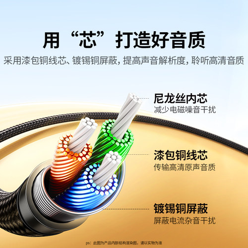 绿联耳机麦克风二合一转接头3.5mm音频线一分二话筒声卡笔记本台式电脑转换器分线耳麦直播k歌游戏加长延长线 - 图1
