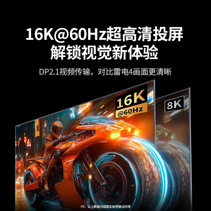 绿联雷电5数据线双头typec移动硬盘Thunderbolt4高清16k显示器usb3.1电脑音视频投屏全功能120Gbps高速传输线