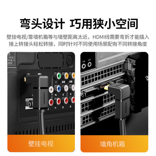 绿联hdmi90度弯头直角转接头转弯头转角l型延长线连接高清转换器 - 图0
