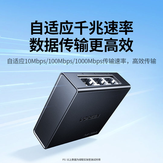 绿联网络切换器二进一出内外共享网线双向两台电脑千兆以太网转换器rj45网口转接多接口系统兼容分线器一拖二