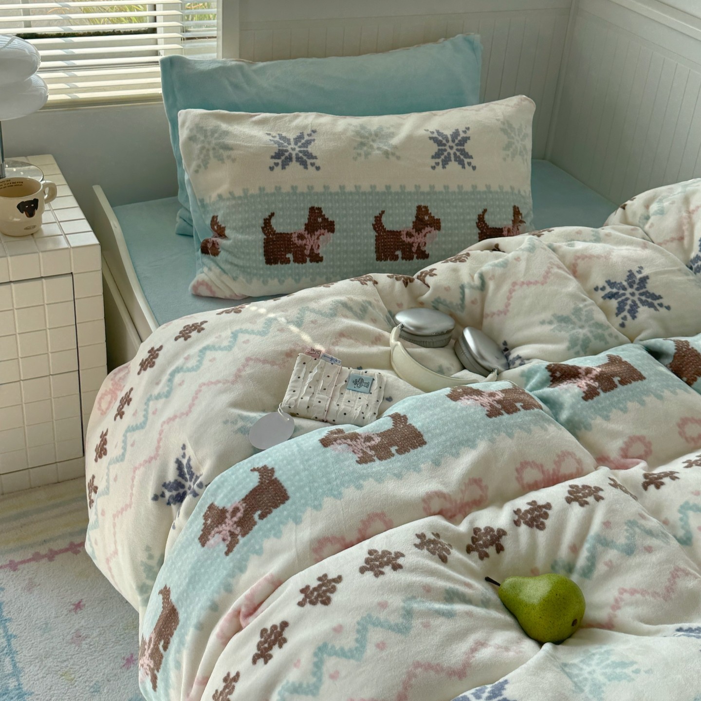 梨梦 ins可爱卡通费尔岛牛奶绒四件套保暖珊瑚绒床单被套床上用品,淘宝优惠券,粉丝福利购,淘宝优惠卷