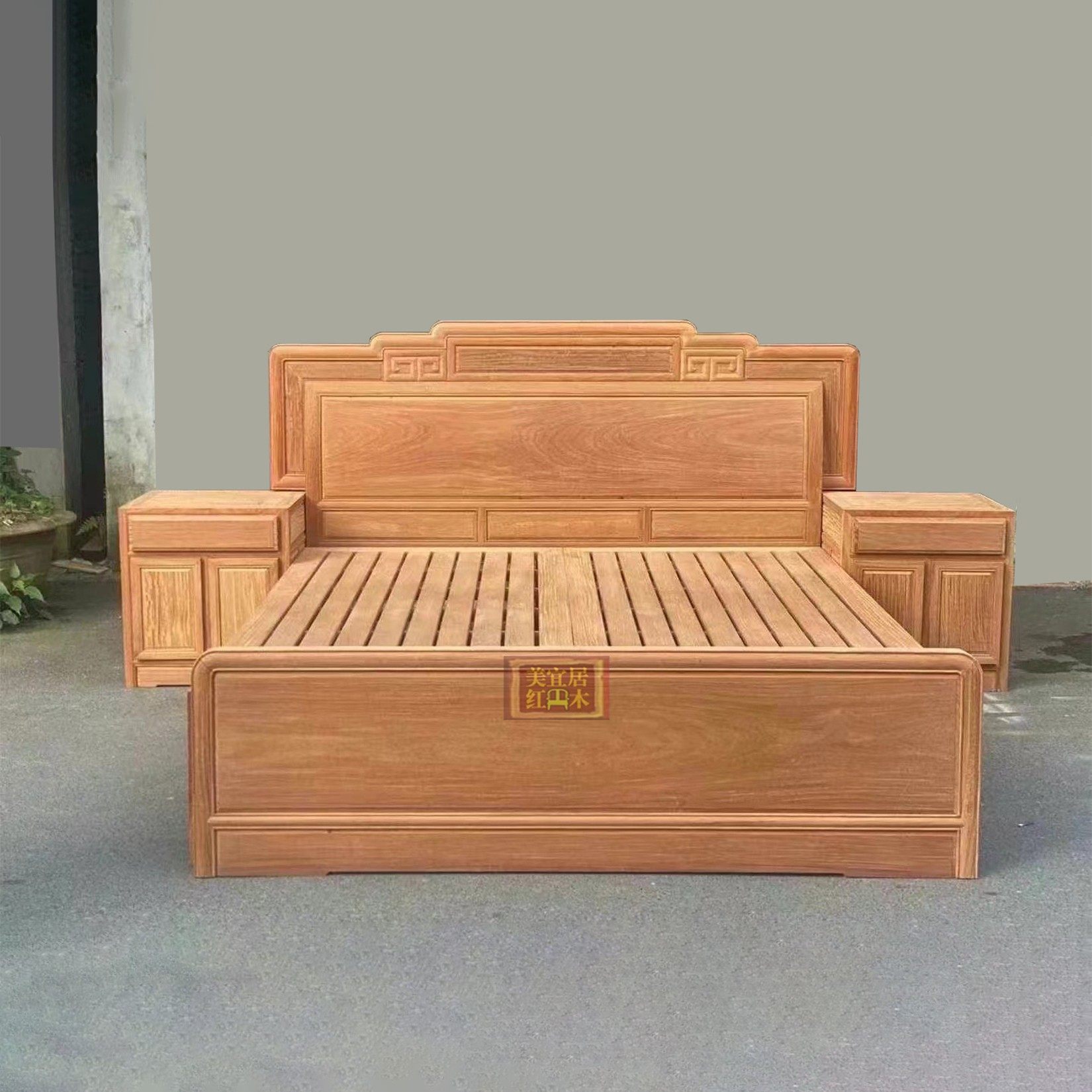 红木家具 缅甸花梨中式1.8米双人红木床 大果紫檀国色天香原木床,淘宝优惠券,粉丝福利购,淘宝优惠卷